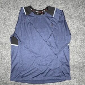 Spyder Active Mens ProWeb Long Sleeve Athletic Shirt Blue Black Large Running L